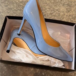Nine West Patent Pointed-Toe Stiletto Pumps in Light Blue